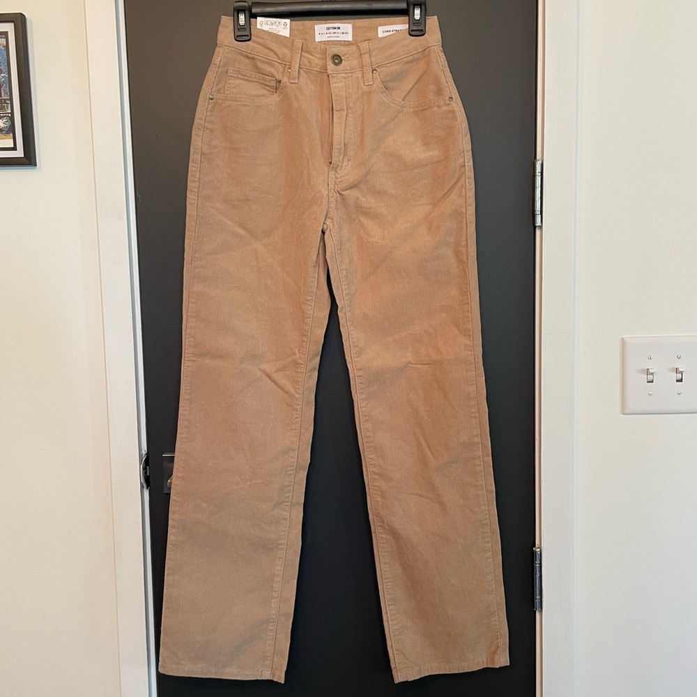 NWT Cotton On women’s corduroy straight jean in taupe linen - Picture 1 of 2